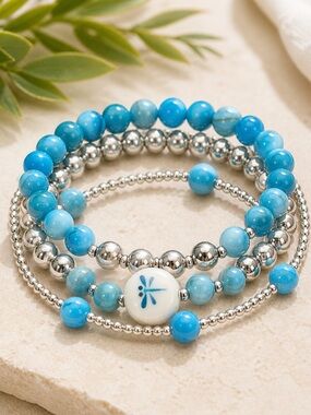 Custom Dragonfly Bracelet Stack - set of 3